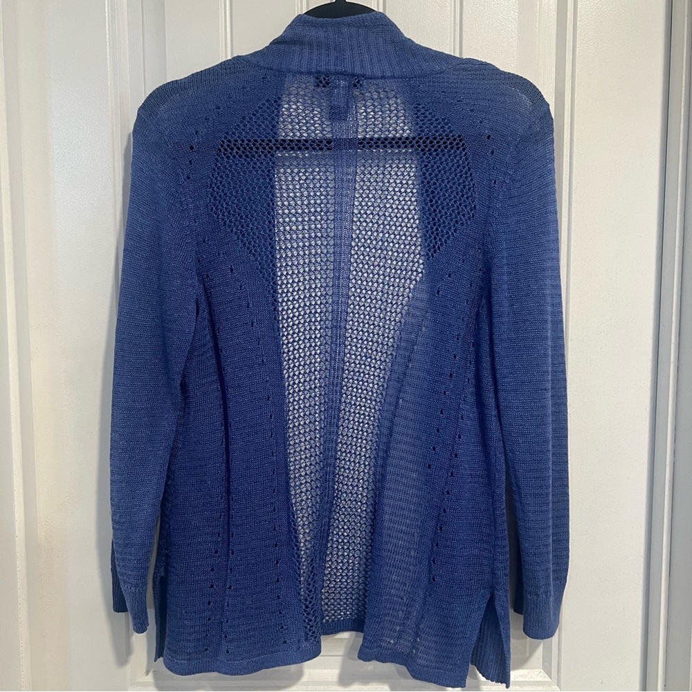 Alfani Women's Blue Open-Front Mixed Stitch Sweater. Size‎ Medium. - Picture 4 of 13